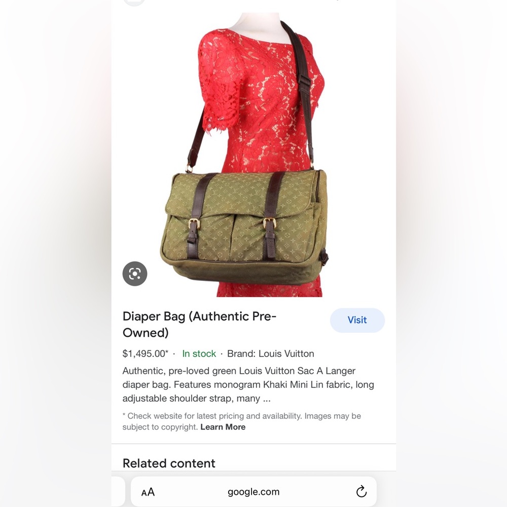 Louis Vuitton Diaper Bag! Never used for diapers, too nice a bag for that!